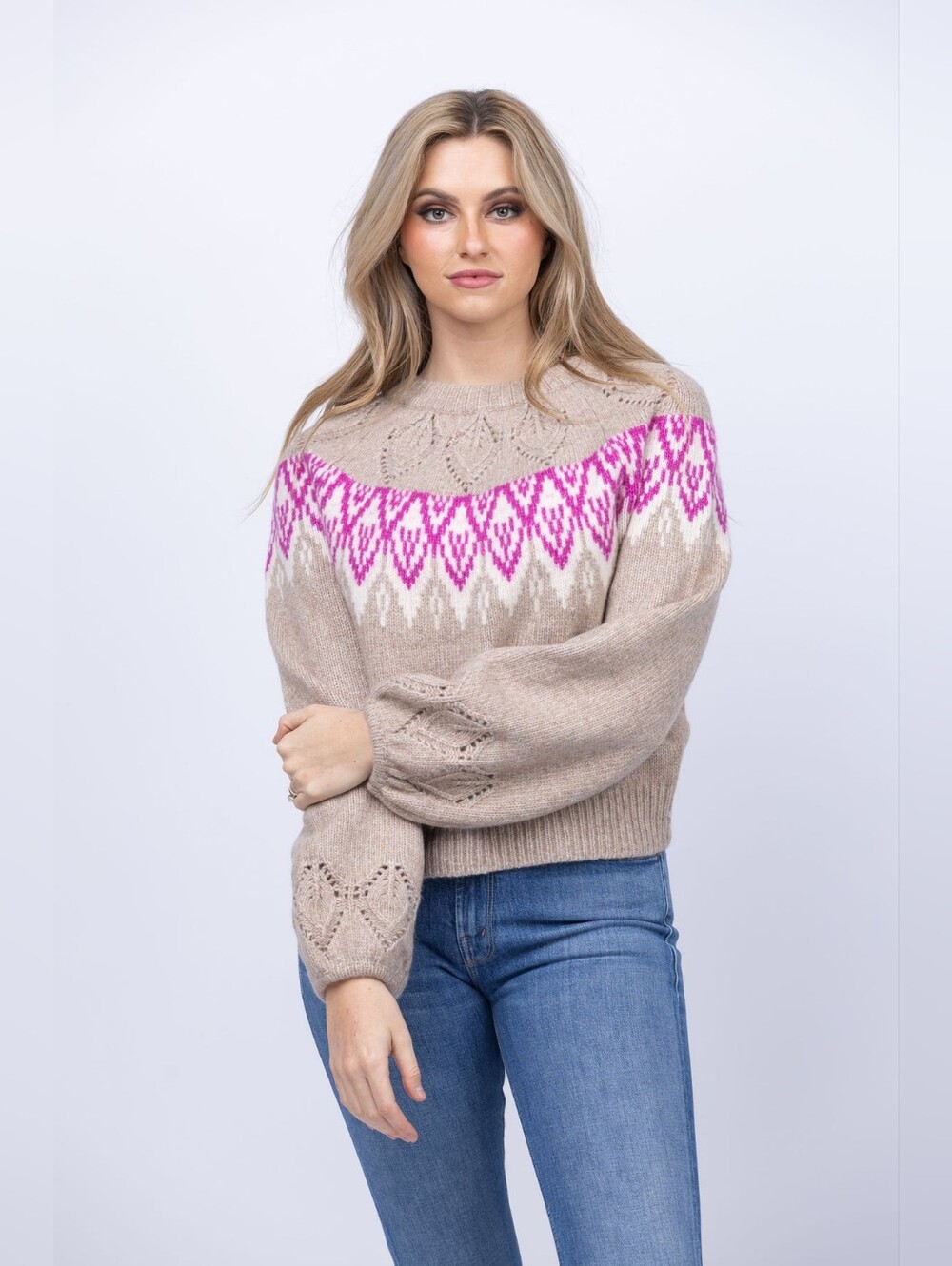 DH New York Hannah Sweater‎ in Magenta Combo